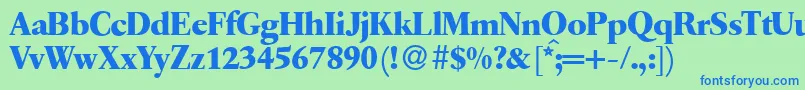 Q650RomanBold Font – Blue Fonts on Green Background