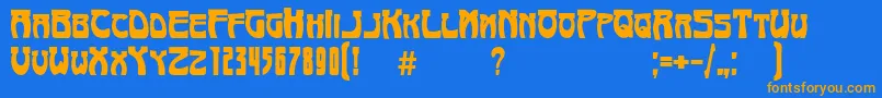 ArtNouveau1895-Schriftart – Orangefarbene Schriften auf blauem Hintergrund