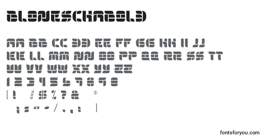 A fonte BloneschaBold – alfabeto, números, caracteres especiais