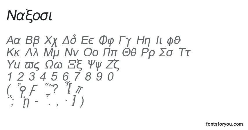 A fonte Naxosi – alfabeto, números, caracteres especiais