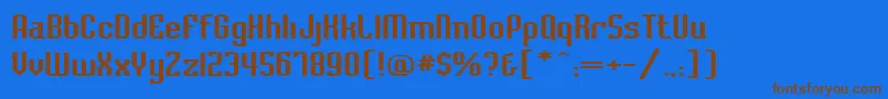 Baccusexpanded Font – Brown Fonts on Blue Background
