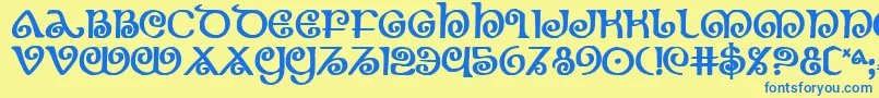 Theshireb Font – Blue Fonts on Yellow Background