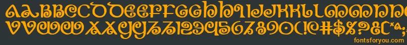 フォントTheshireb – 黒い背景にオレンジの文字