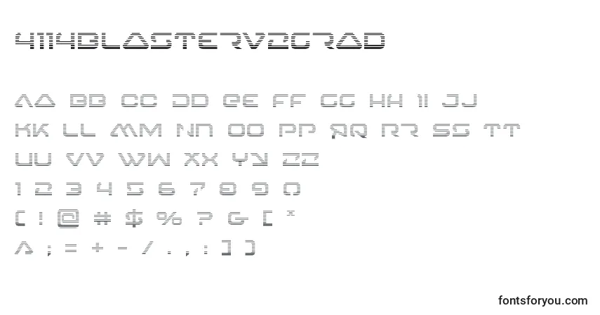 Schriftart 4114blasterv2grad – Alphabet, Zahlen, spezielle Symbole