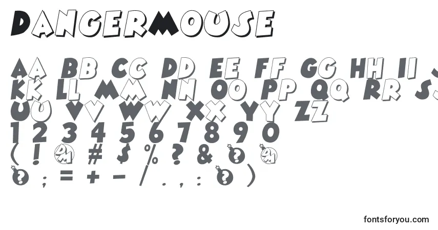 Schriftart DangerMouse – Alphabet, Zahlen, spezielle Symbole