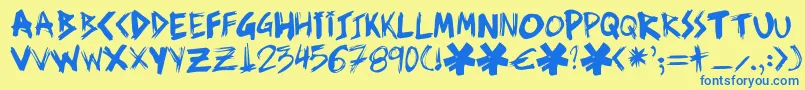 Ziperhead Font – Blue Fonts on Yellow Background