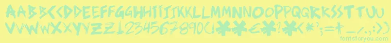 Ziperhead Font – Green Fonts on Yellow Background