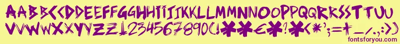 Ziperhead Font – Purple Fonts on Yellow Background