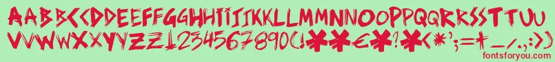 Ziperhead Font – Red Fonts on Green Background