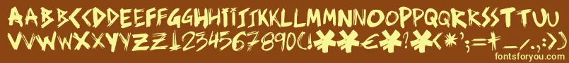 Ziperhead Font – Yellow Fonts on Brown Background