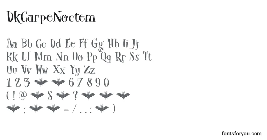 Czcionka DkCarpeNoctem – alfabet, cyfry, specjalne znaki
