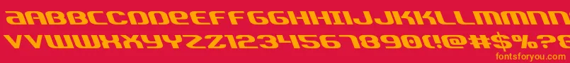 フォントTeamamericaleft – 赤い背景にオレンジの文字