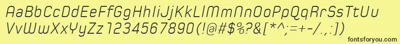 Czcionka SpoonLightItalic – czarne czcionki na żółtym tle