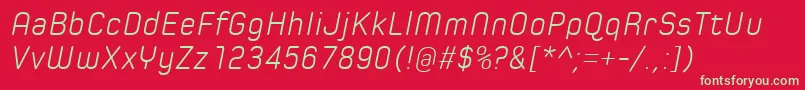 Fonte SpoonLightItalic – fontes verdes em um fundo vermelho