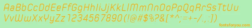 SpoonLightItalic-fontti – oranssit fontit vihreällä taustalla