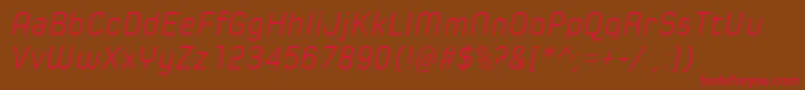 Fonte SpoonLightItalic – fontes vermelhas em um fundo marrom