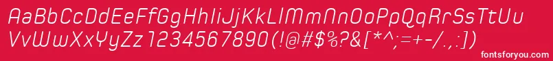 Czcionka SpoonLightItalic – białe czcionki na czerwonym tle