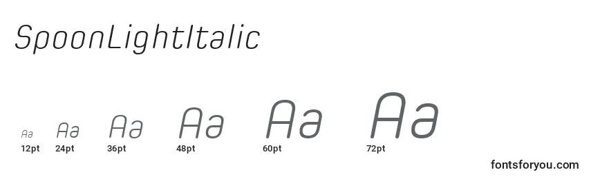 SpoonLightItalic Font Sizes