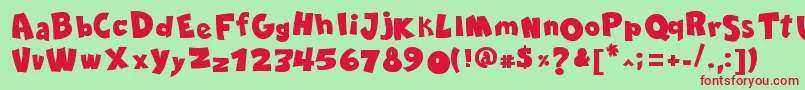 フォントComicaBdBold – 赤い文字の緑の背景