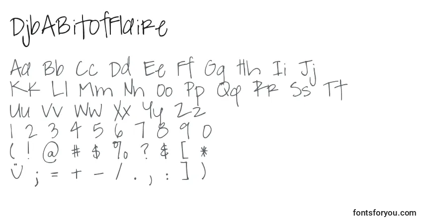 A fonte DjbABitOfFlaire – alfabeto, números, caracteres especiais