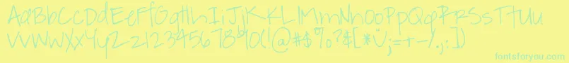 フォントDjbABitOfFlaire – 黄色い背景に緑の文字