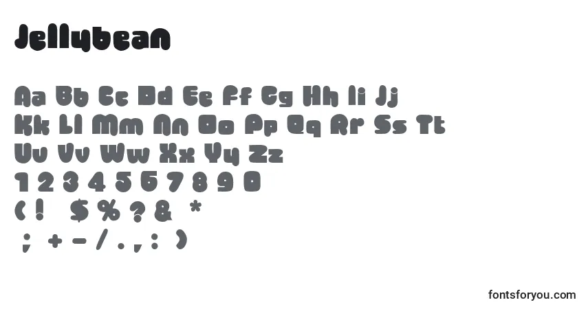 Schriftart Jellybean – Alphabet, Zahlen, spezielle Symbole