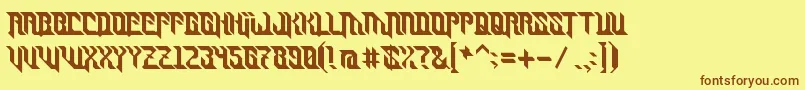 フォントTurret – 茶色の文字が黄色の背景にあります。