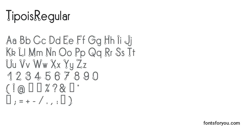A fonte TipoisRegular – alfabeto, números, caracteres especiais