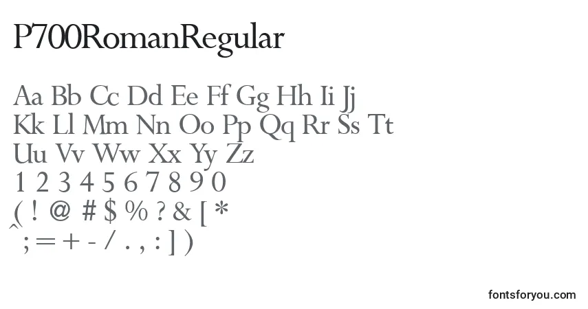 Schriftart P700RomanRegular – Alphabet, Zahlen, spezielle Symbole