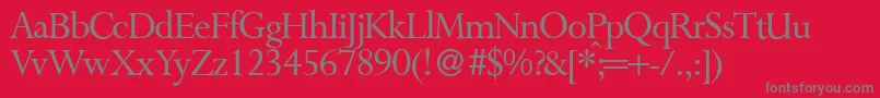 P700RomanRegular-Schriftart – Graue Schriften auf rotem Hintergrund