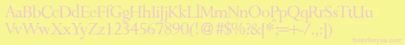 P700RomanRegular Font – Pink Fonts on Yellow Background