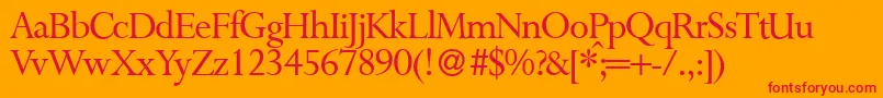 フォントP700RomanRegular – オレンジの背景に赤い文字