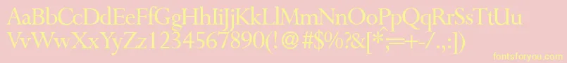 P700RomanRegular-Schriftart – Gelbe Schriften auf rosa Hintergrund