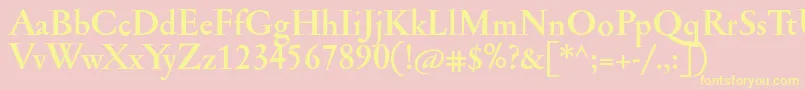 JannonmedBold-Schriftart – Gelbe Schriften auf rosa Hintergrund