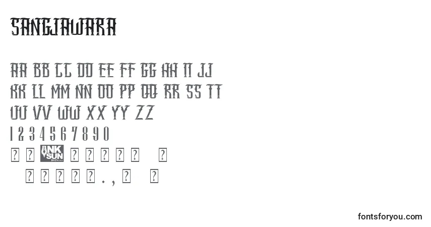 Schriftart SangJawara – Alphabet, Zahlen, spezielle Symbole
