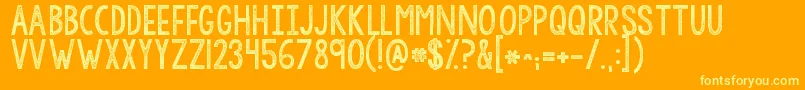 Kgallofme-Schriftart – Gelbe Schriften auf orangefarbenem Hintergrund