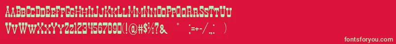 フォントDecreeThin – 赤い背景に緑の文字