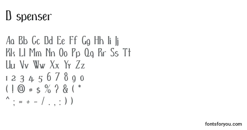 Czcionka D spenser – alfabet, cyfry, specjalne znaki