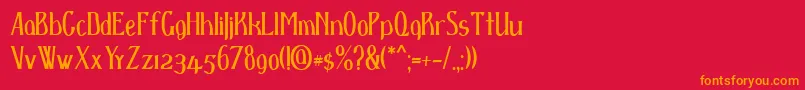 フォントD spenser – 赤い背景にオレンジの文字