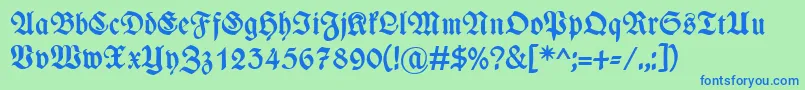 WieynkfrakturBold-fontti – siniset fontit vihreällä taustalla