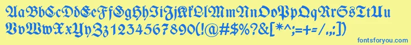 フォントWieynkfrakturBold – 青い文字が黄色の背景にあります。