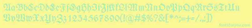 WieynkfrakturBold Font – Green Fonts on Yellow Background