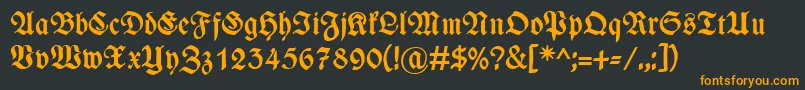 フォントWieynkfrakturBold – 黒い背景にオレンジの文字