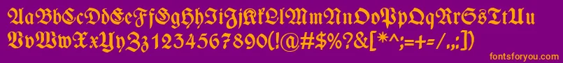 WieynkfrakturBold-Schriftart – Orangefarbene Schriften auf violettem Hintergrund