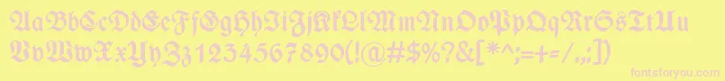 WieynkfrakturBold-fontti – vaaleanpunaiset fontit keltaisella taustalla