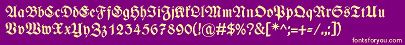 フォントWieynkfrakturBold – 紫の背景に黄色のフォント