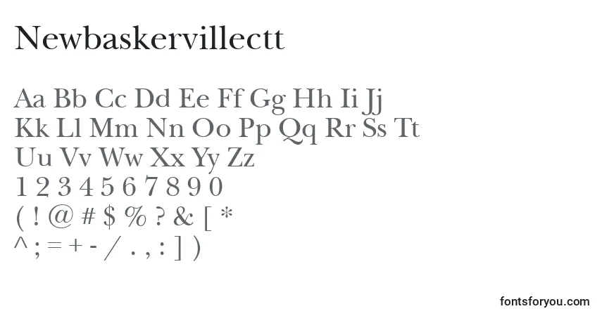 A fonte Newbaskervillectt – alfabeto, números, caracteres especiais
