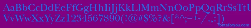フォントNewbaskervillectt – 紫色の背景に青い文字