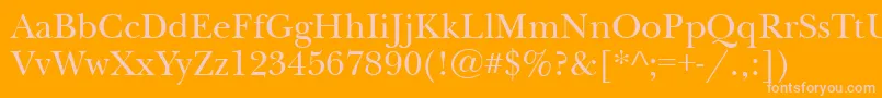 Newbaskervillectt-fontti – vaaleanpunaiset fontit oranssilla taustalla