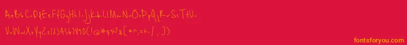 BmdUnrulyness-Schriftart – Orangefarbene Schriften auf rotem Hintergrund